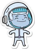 sticker of a happy cartoon astronaut vector