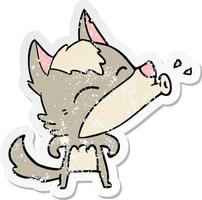 distressed sticker of a howling wolf cartoon vector