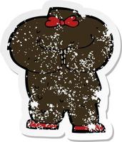 pegatina retro angustiada de un cuerpo de oso de peluche de dibujos animados vector