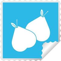 square peeling sticker cartoon green pear vector