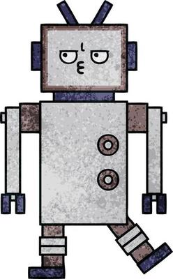 retro grunge texture cartoon robot