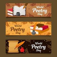 conjunto de banners del día mundial de la poesía vector