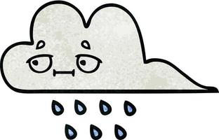 retro grunge texture cartoon rain cloud vector