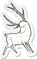 retro distressed sticker of a cartoon white stag vector