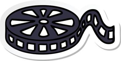 sticker of a cute cartoon film reel vector