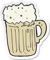 sticker of a cartoon mug of beer vector