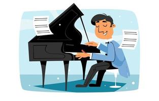 Talented Male Pianist Character Playing Piano vector