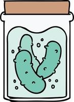 cartoon doodle jar of pickled gherkins vector