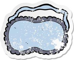 retro distressed sticker of a cartoon sleeping mask vector