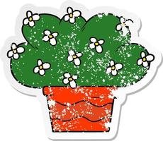 distressed sticker of a cartoon plant vector