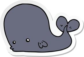 sticker of a cartoon whale vector