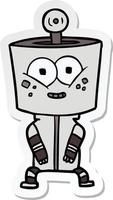 sticker of a happy cartoon robot vector