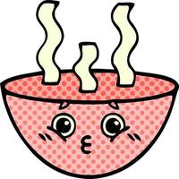comic book style cartoon bowl of hot soup vector