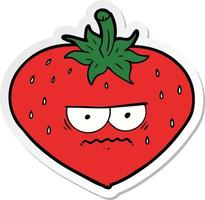 sticker of a cartoon strawberry vector