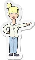 sticker of a cartoon woman pointing vector