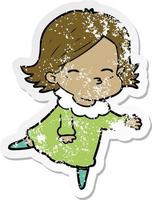 distressed sticker of a cartoon woman vector