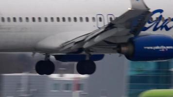 NOVOSIBIRSK, RUSSIAN FEDERATION JANUARY 22, 2017 - Boeing 737 Yakutia Airlines approaching before landing. Unoficial spotting in Tolmachevo airport OVB video