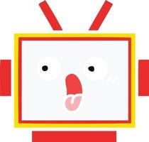 flat color retro cartoon robot head vector