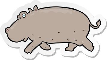 sticker of a cartoon hippopotamus vector