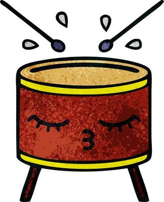 retro grunge texture cartoon drum