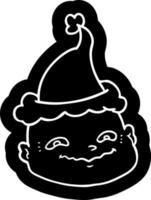 cartoon icon of a bald man wearing santa hat vector
