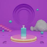 colourfull podium stage with perfume bottle and abstract background 3d render photo