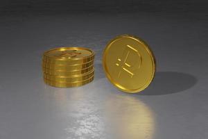 3d render of russian currency golden coin photo