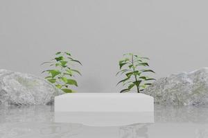 tropical display podium on water with flat background 3d render photo