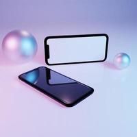 teléfono inteligente 3d con representación de pantalla blanca para anuncios de mercado empresarial foto premium