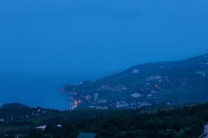 Mountain valley during sunrise. Natural summer landscape photo