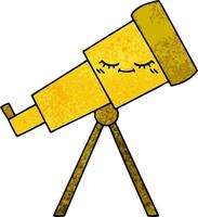 retro grunge texture cartoon telescope vector