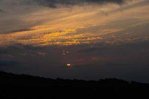 Mountain valley during sunrise. Natural summer landscape photo