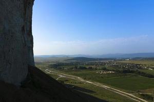 White limestone rock, wild mountain nature, national landmark. photo