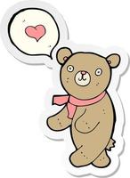 sticker of a cartoon bear in love vector
