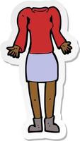 sticker of a cartoon female body with shrugging shoulders vector