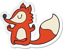 sticker of a cartoon fox meditating vector