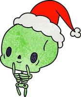 christmas textured cartoon of kawaii skeleton vector