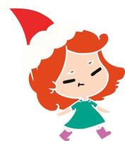 christmas cartoon of kawaii girl vector