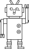 line drawing cartoon robot vector