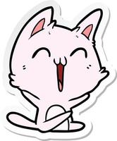 sticker of a happy cartoon cat meowing vector