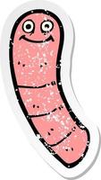 retro distressed sticker of a cartoon worm vector