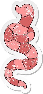 distressed sticker of a quirky hand drawn cartoon worm