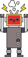 cute cartoon happy robot vector