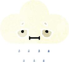 retro illustration style cartoon rain cloud vector