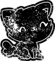 grunge icon cute kawaii fluffy cat vector