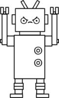 line drawing cartoon robot vector