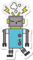 sticker of a cute cartoon malfunctioning robot vector