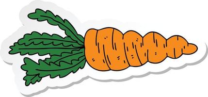 sticker of a quirky hand drawn cartoon carrot vector