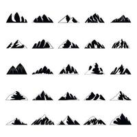 Mountain icons set, simple style vector