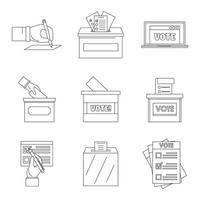 Ballot voting box vote icons set, outline style vector